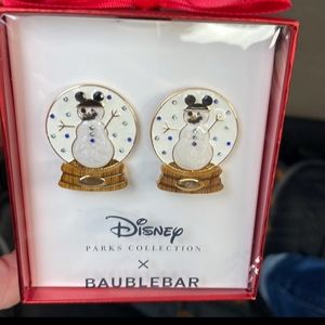 Disney parks collection x baublebar snowman mickey snowglobe earrings